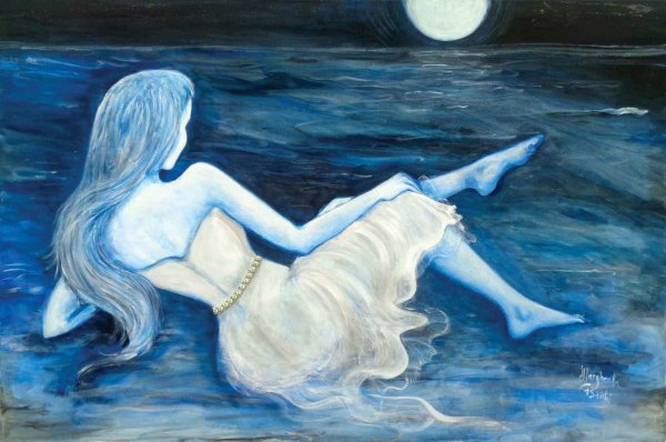 Di notte con Chopin / 2016 / acrilico su tela e strass / 80 x 120 cm