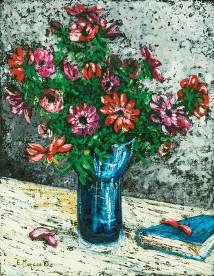 Natura morta “vaso di anemoni” / 1985 / olio su tela / 45 x 35 cm