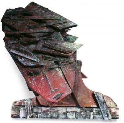 Grande pensiero / 2008 / scultura in legno / 70 x 70 cm