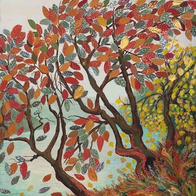 L’autunno colora le sponde del fiume /2015 / acrilico / 60 x 60 cm