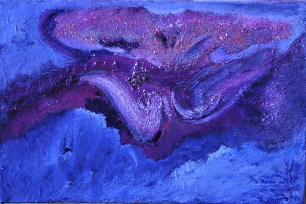 Riverberi di Marte 2006 / olio smalto su tela - tecnica colore espanto con paillettäe / 30 x 20 cm