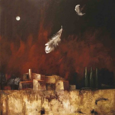 Questa notte cadono gli angeli’ / 2016 / oil on canvas / 100 x 100 cm